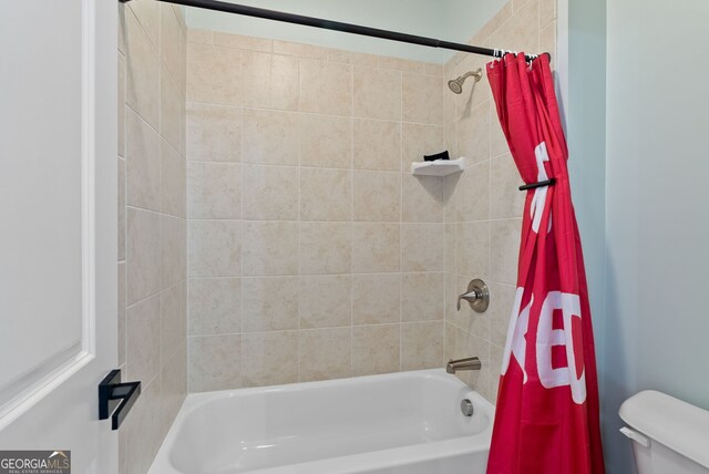 721 Paint Horse Dr, Canton, GA 30115 - bathroom with shower / tub combo with curtain and toilet