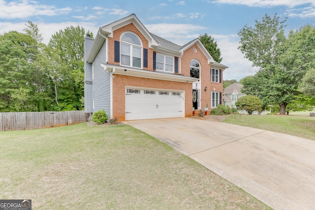 5922 Terrace Lake Pt, Flowery Branch, GA 30542 - traditional home featuring brick siding, a garage, a chimney, and concrete driveway