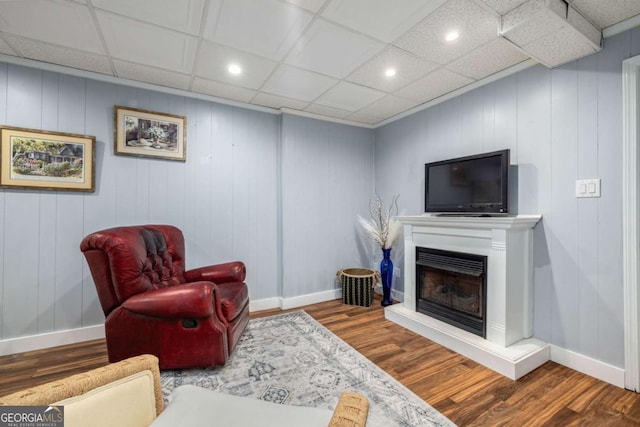 living area featuring recessed lighting and wood finished floors
