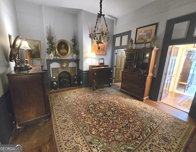 interior space with dark wood finished floors