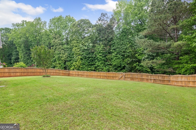 view of yard with a fenced backyard