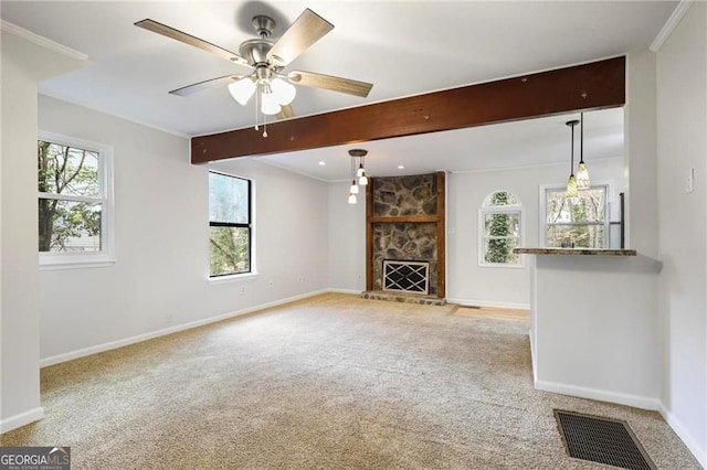 1350 Overlook Cv SE, Smyrna, GA 30080 - unfurnished living room featuring baseboards, light colored carpet, and visible vents