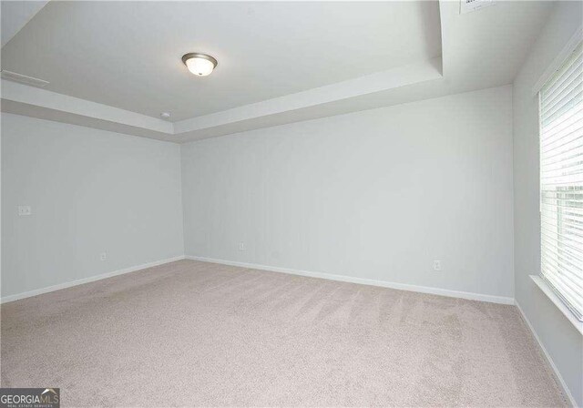 2539 Hedgeway Cir, Kennesaw, GA 30144 - spare room featuring light colored carpet, a raised ceiling, baseboards, and a healthy amount of sunlight