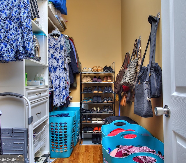 spacious closet with wood finished floors