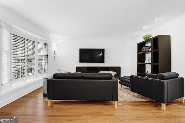 11 Ardmore Sq NW, Atlanta, GA 30309 - living room featuring crown molding and light wood-type flooring