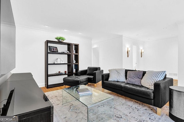 11 Ardmore Sq NW, Atlanta, GA 30309 - living area featuring wood finished floors, crown molding, baseboards, and recessed lighting