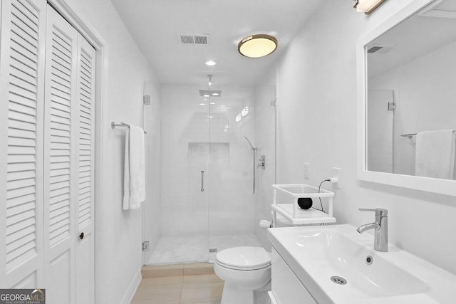 11 Ardmore Sq NW, Atlanta, GA 30309 - full bath with a closet, a shower stall, vanity, toilet, and recessed lighting