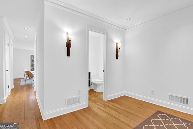 11 Ardmore Sq NW, Atlanta, GA 30309 - corridor featuring crown molding, baseboards, light wood-style floors, and recessed lighting