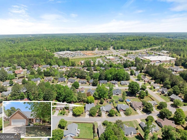 1338 Jefferson Station Rd, Jefferson, GA 30549 - aerial perspective of suburban area with a forest and property parcel outlined