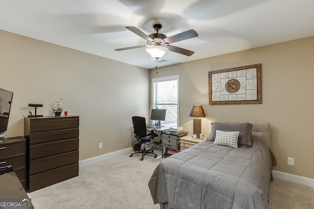 55 Sudderth St, Buford, GA 30518 - carpeted bedroom featuring visible vents, a ceiling fan, and baseboards