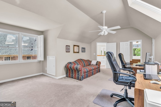 5303 Davenport Mnr, Cumming, GA 30041 - carpeted office with baseboards, ceiling fan, and lofted ceiling