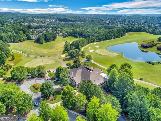 5303 Davenport Mnr, Cumming, GA 30041 - aerial view featuring a water view, golf course view, and a forest view