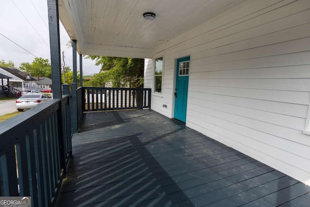 wooden deck with covered porch