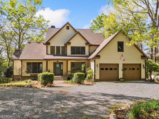420 Martin Rd, Ellijay, GA 30536 - craftsman-style house featuring roof with shingles, a porch, a chimney, and driveway