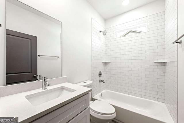 585 Ira St SW, Atlanta, GA 30312 - bathroom with recessed lighting, vanity, toilet, and tub / shower combination