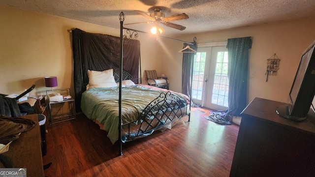 402 Emmett St, Riverdale, GA 30274 - bedroom with a textured ceiling, wood finished floors, and access to exterior