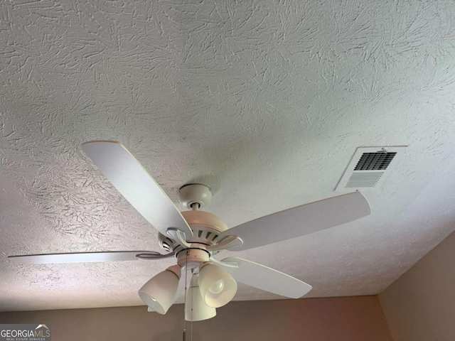 184 Quail Rd, Griffin, GA 30223 - details featuring visible vents, a textured ceiling, and ceiling fan
