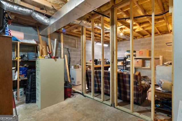 569 Hale Mountain Ct, Hiram, GA 30141 - unfinished basement with concrete block wall