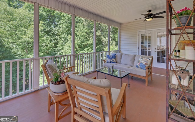 922 Brenau Point Dr, Gainesville, GA 30501 - view of patio / terrace with an outdoor hangout area and ceiling fan