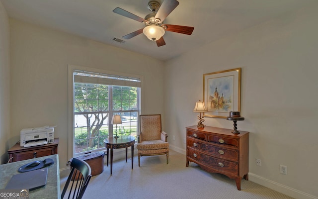 922 Brenau Point Dr, Gainesville, GA 30501 - living area featuring ceiling fan, visible vents, baseboards, and carpet