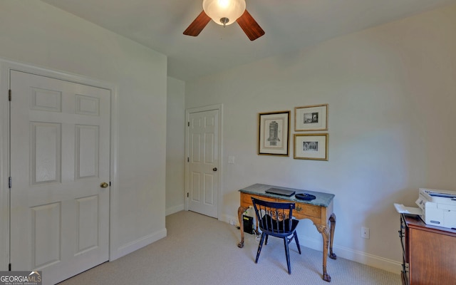 922 Brenau Point Dr, Gainesville, GA 30501 - office with baseboards, carpet flooring, and ceiling fan