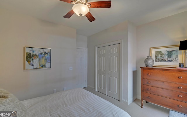 922 Brenau Point Dr, Gainesville, GA 30501 - bedroom with carpet floors, a ceiling fan, baseboards, and a closet