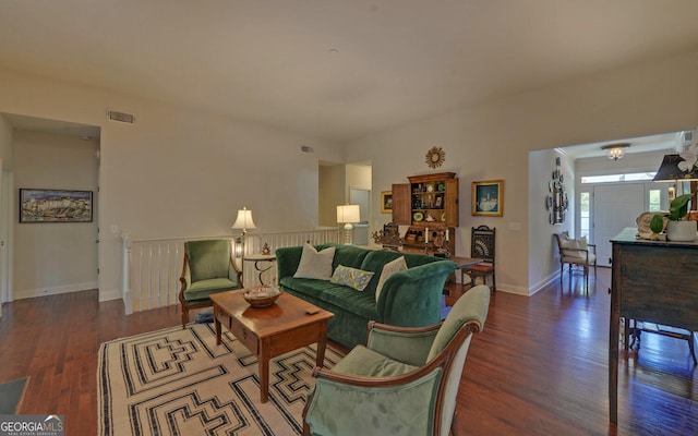 922 Brenau Point Dr, Gainesville, GA 30501 - living area with baseboards, wood finished floors, and visible vents