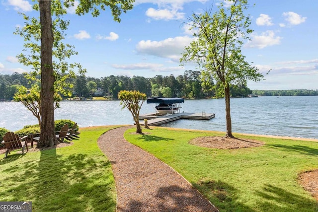 view of water feature featuring a dock
