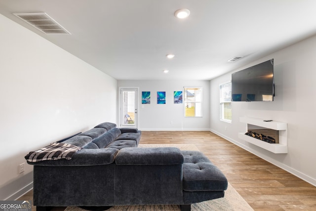 1341 Midnight Ride Ct, Hampton, GA 30228 - living room featuring baseboards, wood finished floors, and visible vents