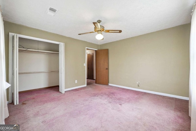 6545 Westbrook Rd, Gainesville, GA 30506 - unfurnished bedroom featuring carpet floors, a ceiling fan, baseboards, visible vents, and a closet