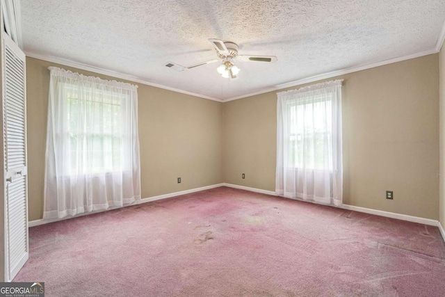 6545 Westbrook Rd, Gainesville, GA 30506 - carpeted empty room with crown molding, baseboards, and a ceiling fan