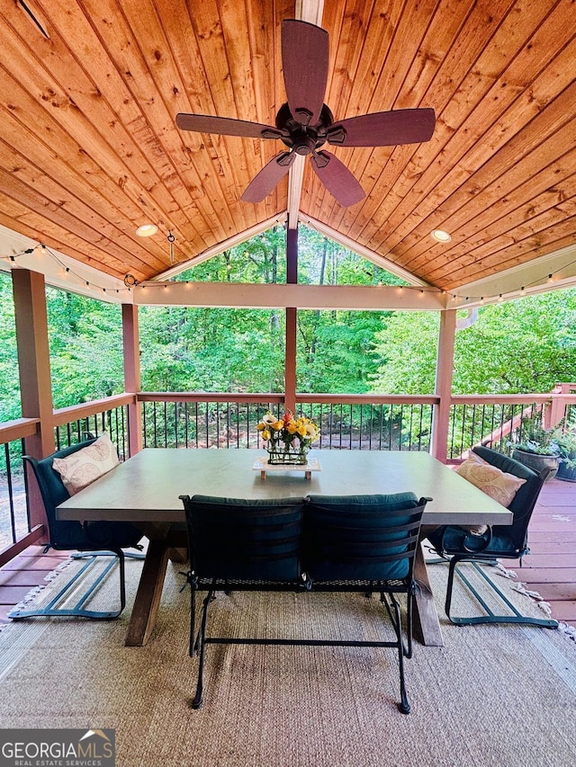 exterior space featuring ceiling fan