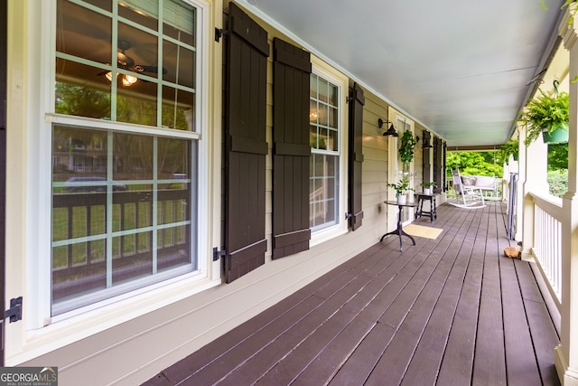 wooden terrace with covered porch