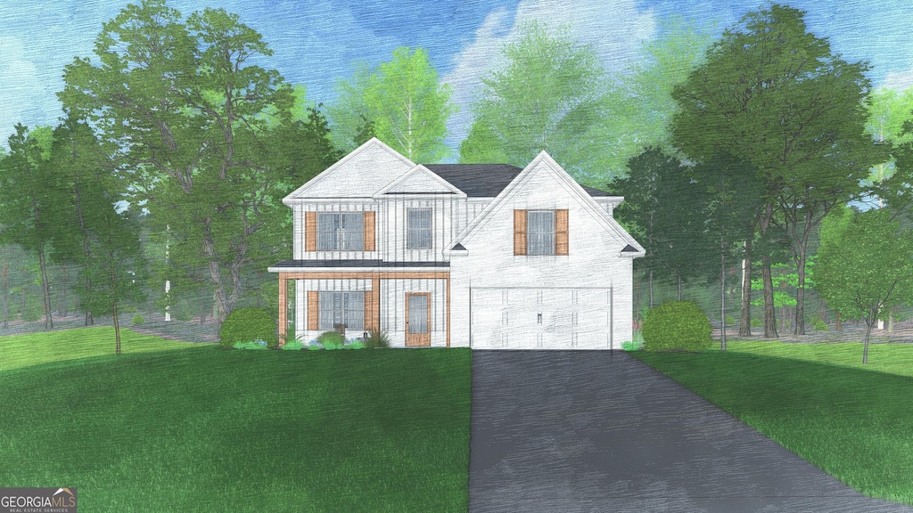575 Bohannon Rd Unit 8, Grantville, GA 30220 - view of front of house featuring a garage, a front yard, and aphalt driveway