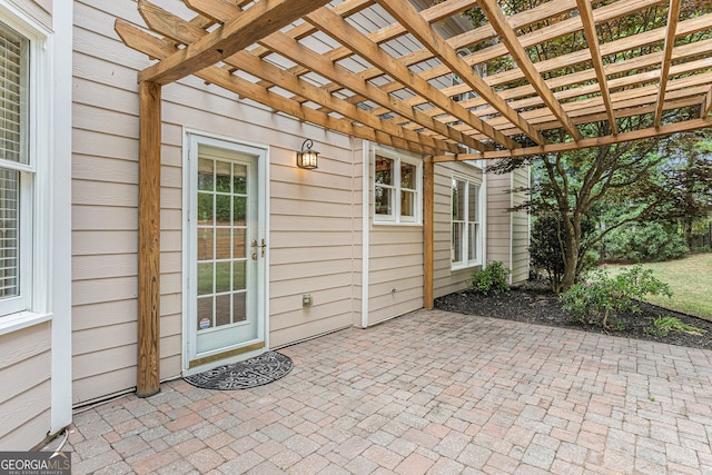 view of patio / terrace featuring a pergola