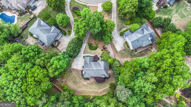 drone / aerial view with a residential view
