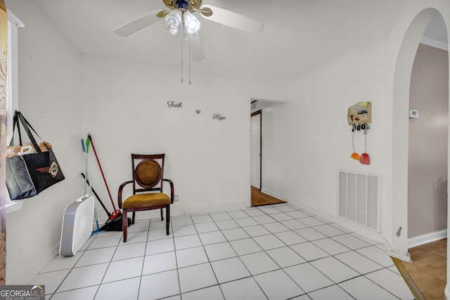415 Scenic Dr, Toccoa, GA 30577 - sitting room featuring arched walkways and ceiling fan
