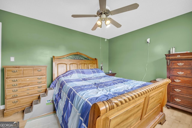 415 Scenic Dr, Toccoa, GA 30577 - bedroom with light wood-type flooring and a ceiling fan