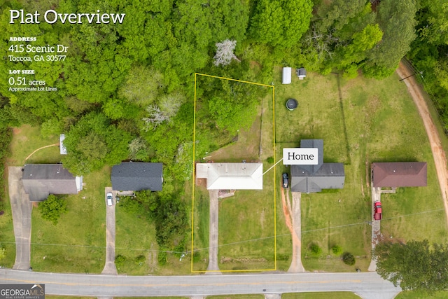 415 Scenic Dr, Toccoa, GA 30577 - aerial overview of property's location with property boundaries highlighted