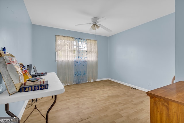 415 Scenic Dr, Toccoa, GA 30577 - office featuring baseboards, a ceiling fan, and wood finished floors