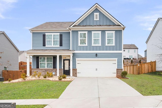 108 Berwick Xing, Dallas, GA 30157 - craftsman-style house with brick siding, board and batten siding, fence, and driveway