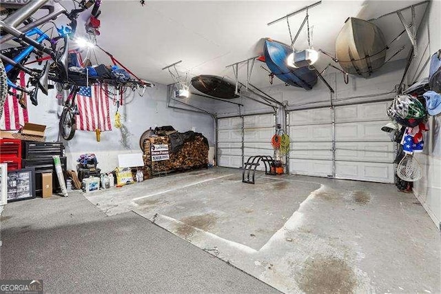 garage with a garage door opener