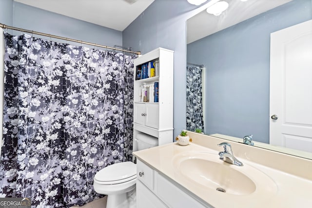 1114 Ivey Chase Pl, Dacula, GA 30019 - bathroom with toilet, vanity, and curtained shower