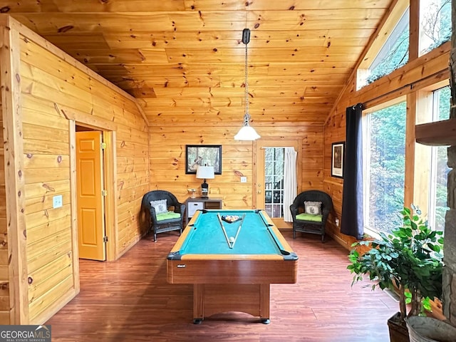 685 Monroe Ridge Rd, Sautee Nacoochee, GA 30571 - rec room with a healthy amount of sunlight, billiards, and vaulted ceiling