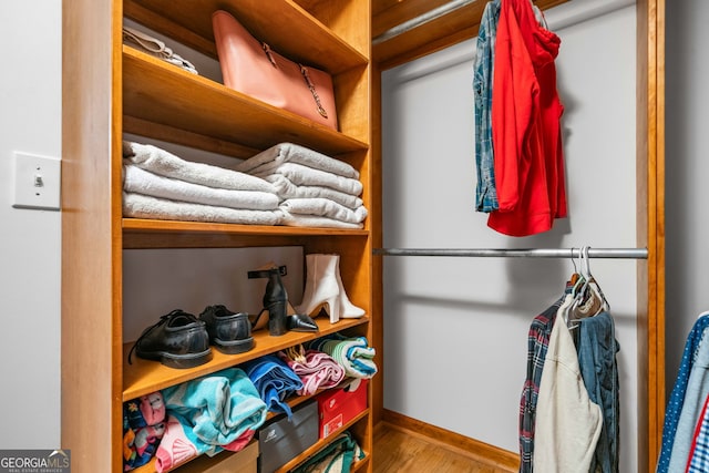 spacious closet with wood finished floors