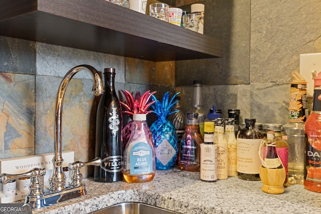 interior details with light stone countertops
