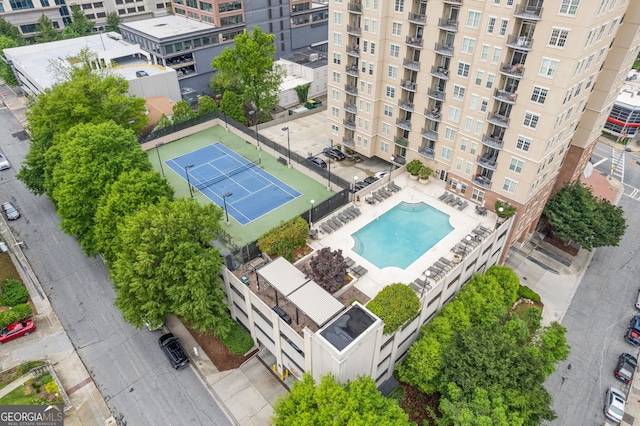 325 E Paces Ferry Rd NE Unit 602, Atlanta, GA 30305 - aerial view of a pool area and apartment complex