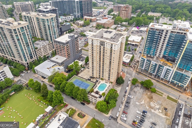 aerial view featuring a view of city