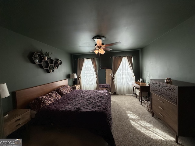 bedroom featuring a ceiling fan and carpet flooring