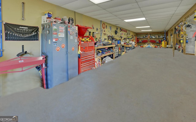 interior space with a workshop area